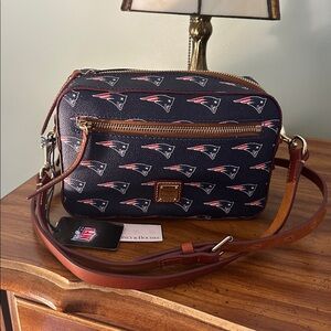 New England Patriots Camera Zip Crossbody Bag Football NFL Dooney & Bourke NWT